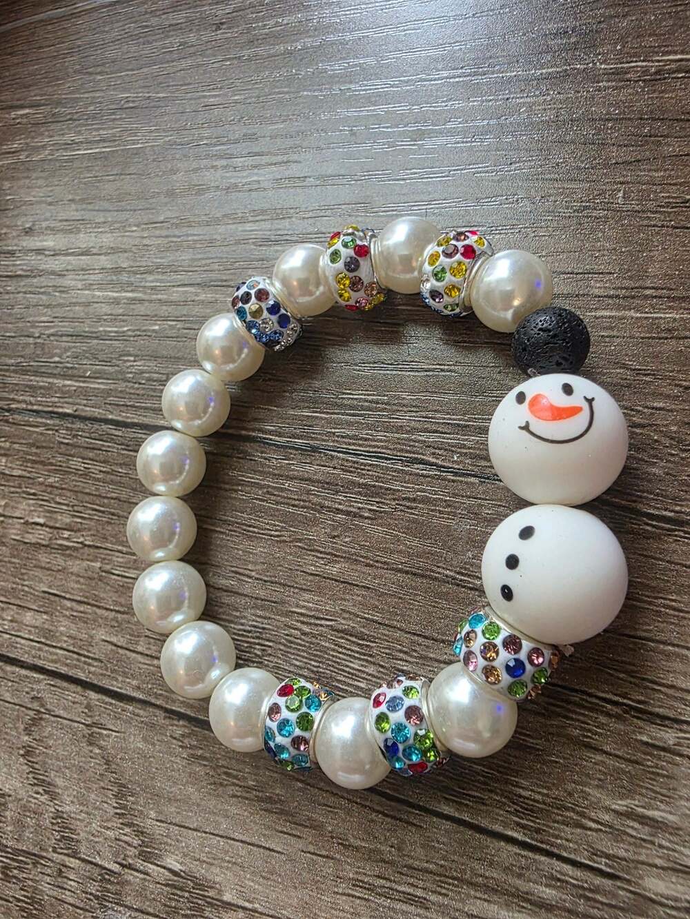 Merry & Bright Snowman #1 Christmas Chunky Bubblegum Necklace OR Brace – Big Sky